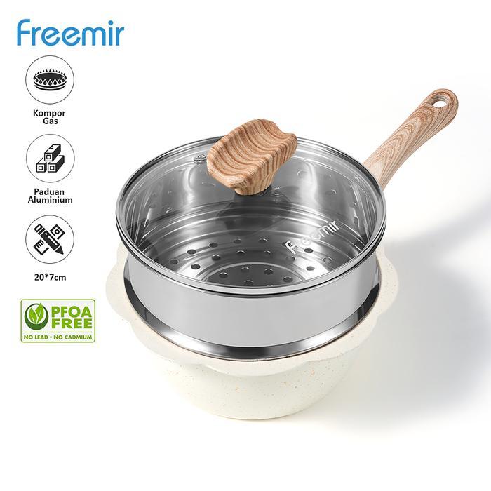 Sanken Living - Freemir Panci Bunga Stainless Bonus Kukusan Panci Kukus Serbaguna Wajan Mpasi Anti