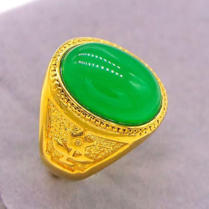 ser Cincin Hijau Pria Antik Emas Pasir Vietnam-MBJ9-1