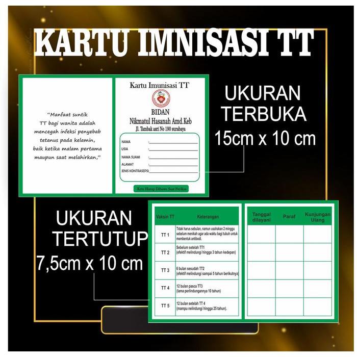 (50PCS) KARTU IMUNISASI TT
