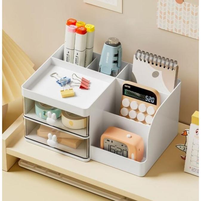 Tempat Pensil Aesthetic Rak Kotak Laci Meja Kerja Aesthetic Wadah ATK Meja Kantor Estetik Desk