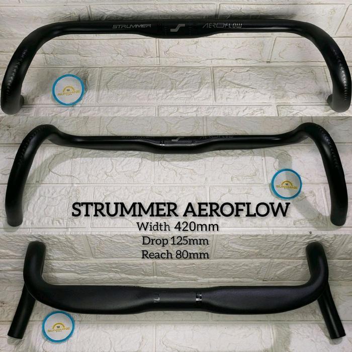 Stang Dropbar STRUMMER AEROFLOW 420mm OVERSIZE 31.8 Alloy Sepeda Roadbike Gravel