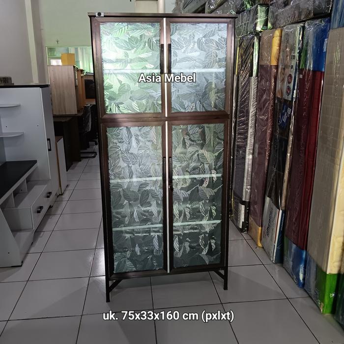 Rak Piring Aluminium Kaca 2 Pintu