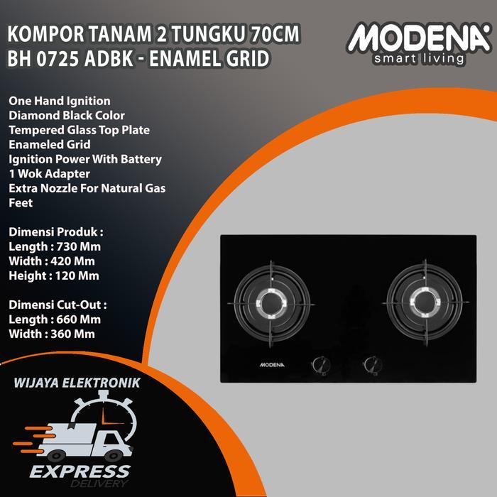 Modena BH 0725 ADBK - Kompor Tanam 2 tungku Modena BH 0725 Garansi Resmi / Kompor tanam Modena