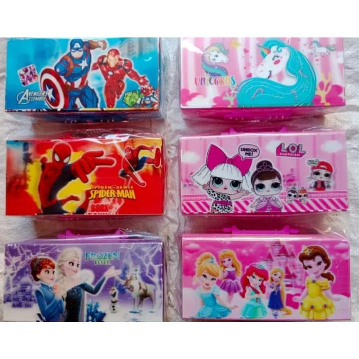kotak pensil 3D/ kotak pensil 3 tingkat motrif kartun&anime lucu/kotak pensil kode tiga tingkat
