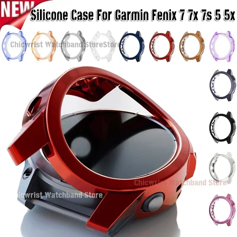 Silicone Case For Garmin Fenix 7 7X 7S 5 5X Protector Frame Clear Rubber Cover Smartwatch For Garmin