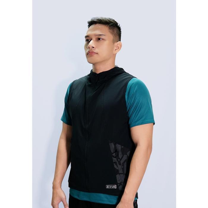 ASLI Trijee Sportswear - Vest OlahPria Dengan Hoodie /Lari//Casual/ Brixton Black READY STOCK