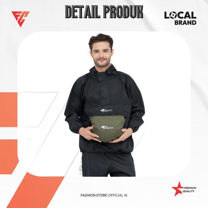 "New" Jaket Jas Hujan Pria Wanita Dewasa Setelan Kangaroo Taslan Waterproof