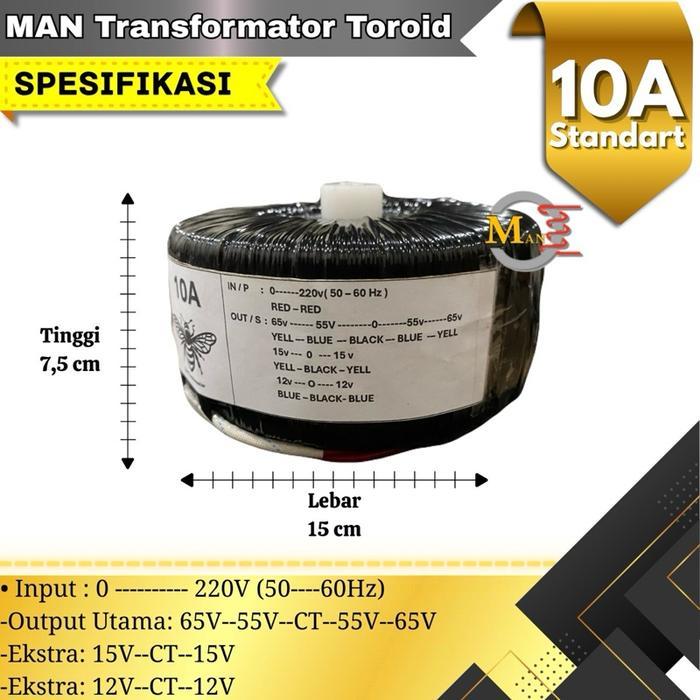 Trafo Toroid Donat 10A CT 65v 55v Bergaransi