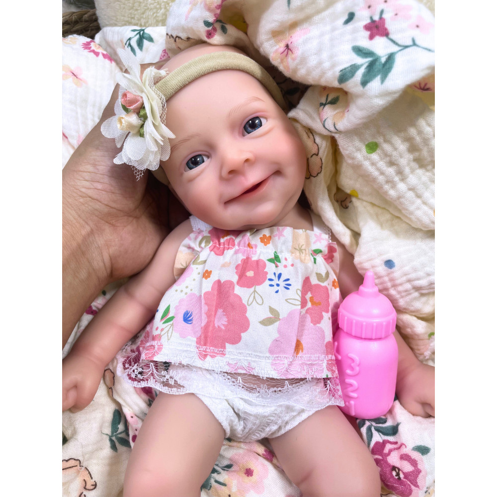 13 Inch Full Solid Silicone Reborn Baby Doll Sebastian Washable Body Girl Adorable Silicone Doll