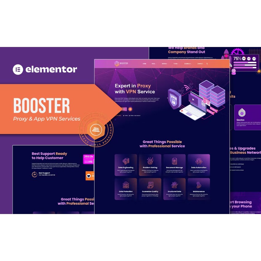 Booster – Proxy & App VPN Service Elementor Template Kit