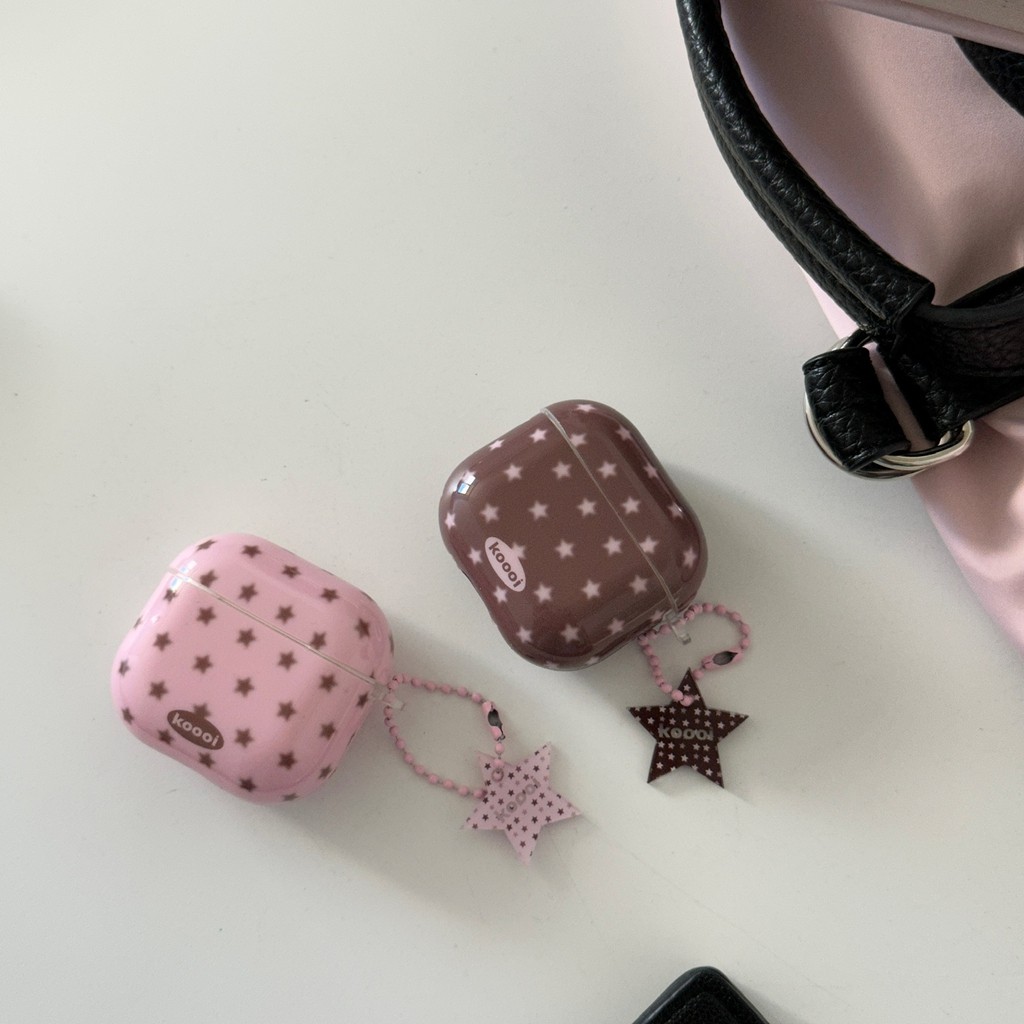 Simple Solid Color Full Screen Stars Pendant Shockproof Protective Earphone Cover Case For Airpods 1