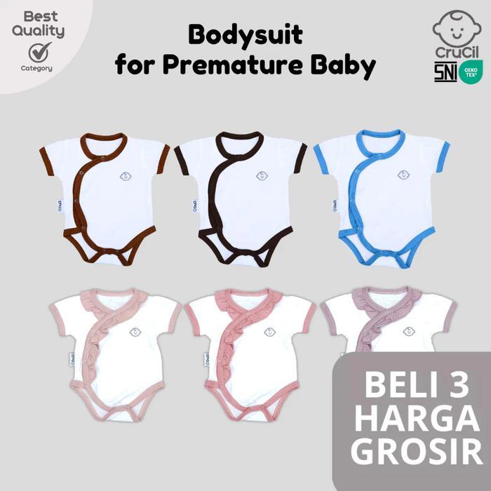 CruCil Poppy & Bobby BodySuit Premature - Newborn Bayi - Laki-Laki - Perempuan - Cotton Katun Putih
