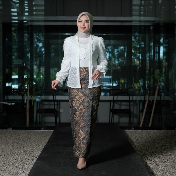 ROK BATIK WANITA MOTIF SIDOMUKTI ABU BIRU Bawahan Rok Span Batik Wanita Modern Bahan Katun Prima