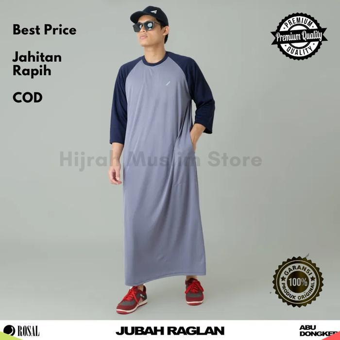 Jubah Gamis Pria Kaos Raglan Rosal - Jubah Sporty Pria