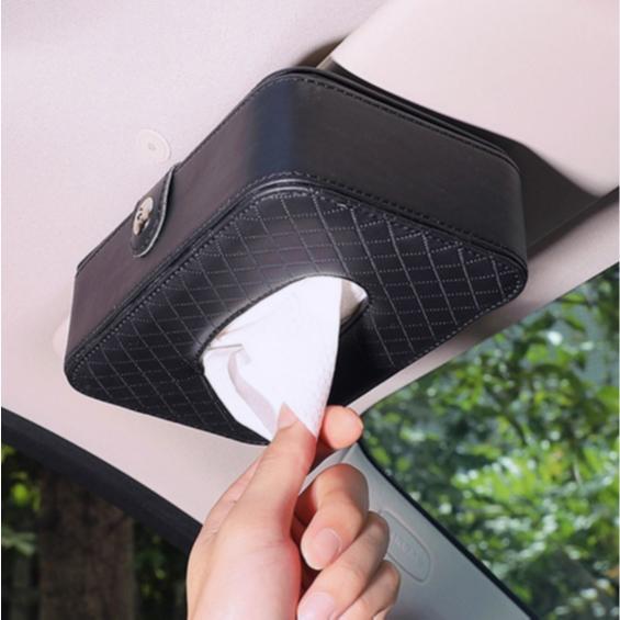 JTTOP LARGETEMPAT TISU MOBIL / KOTAK TISSUE KULIT MOBIL GANTUNG CAR VISOR BOX MEWAH ESTETIK HIASAN