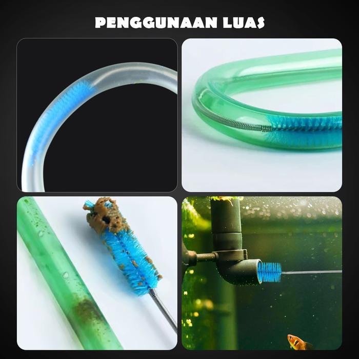 Sikat Mini Pembersih Sedotan Selang Aquarium Tabung Reaksi Pipa Kecil Set Komplit Multifungsi