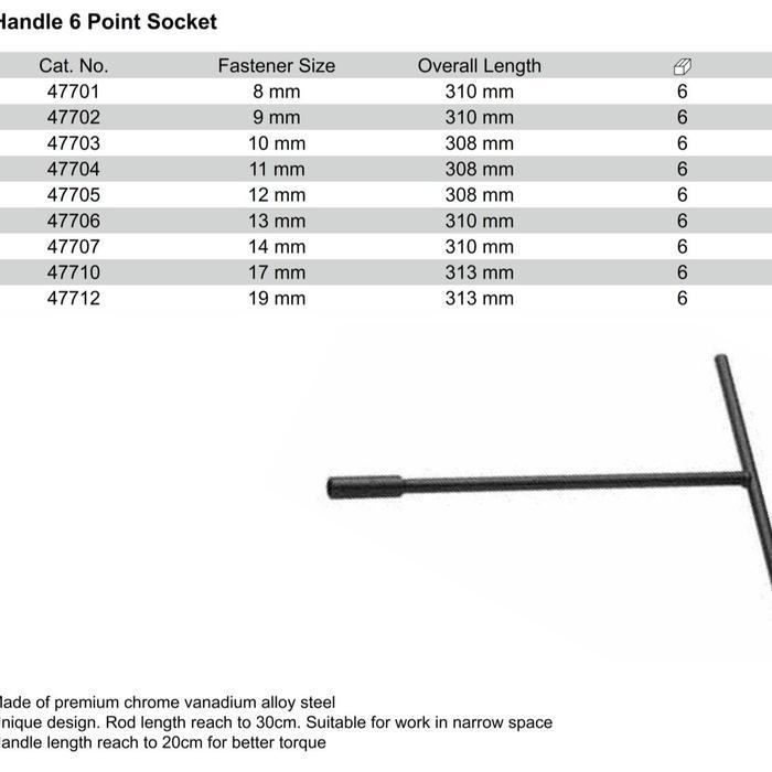 KUNCI T 6PT SOCKET 17 MM T-HANDLE 47710 SATA TOOLS