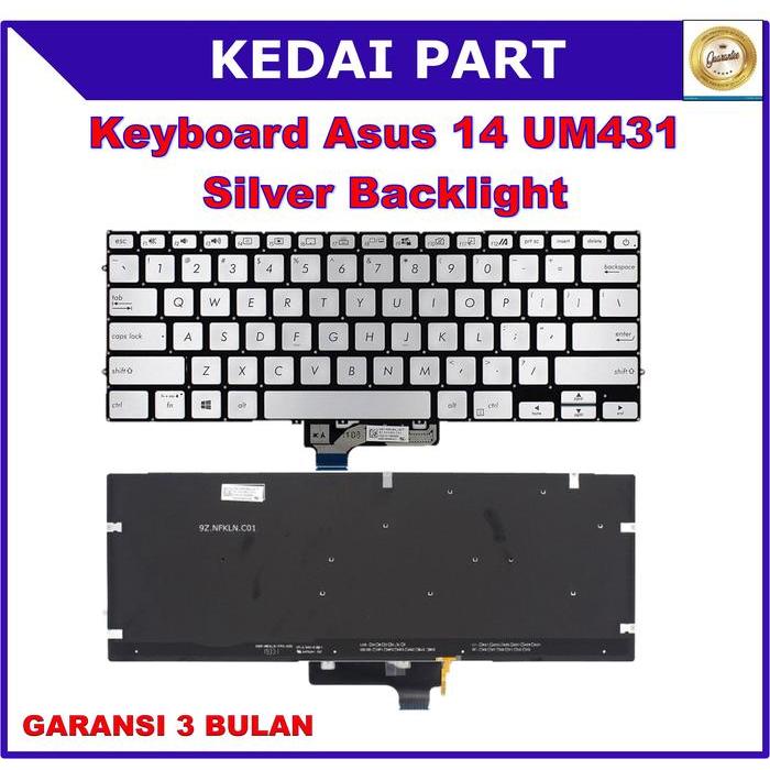 Keyboard Asus Zenbook 14 UM431 Um431D Um431Da Bx431Fl Silver Backlight