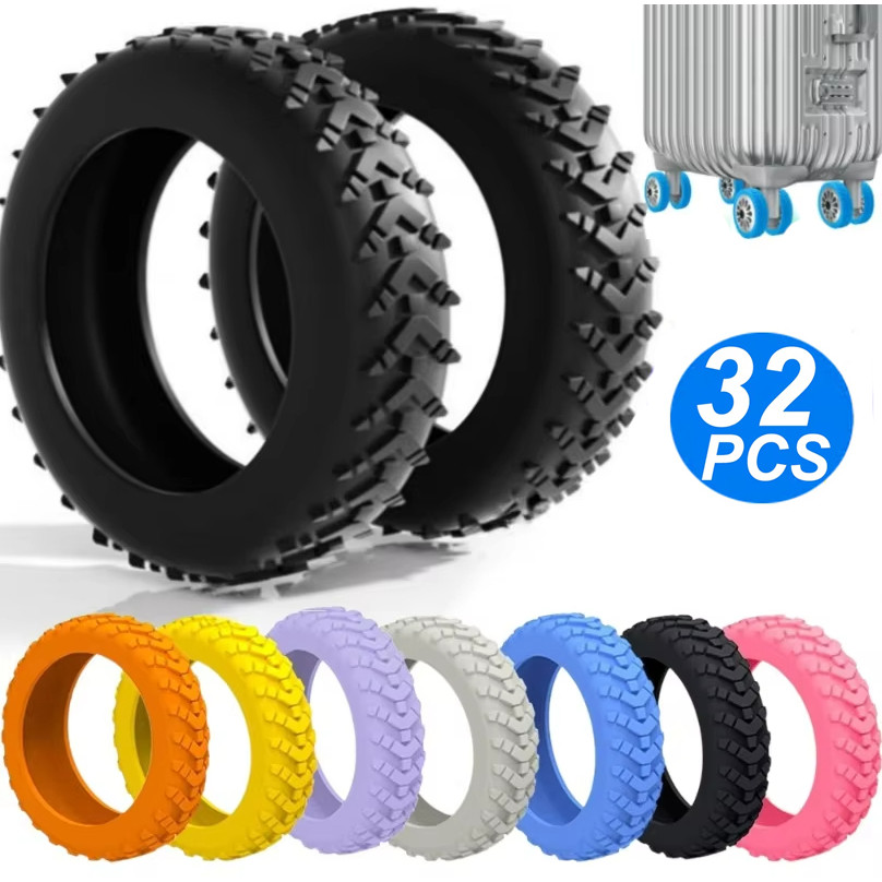 32/8Pcs Thicken Texture Silicone Wheels Protector For Luggage Reduce Travel Luggage Wheels Cover