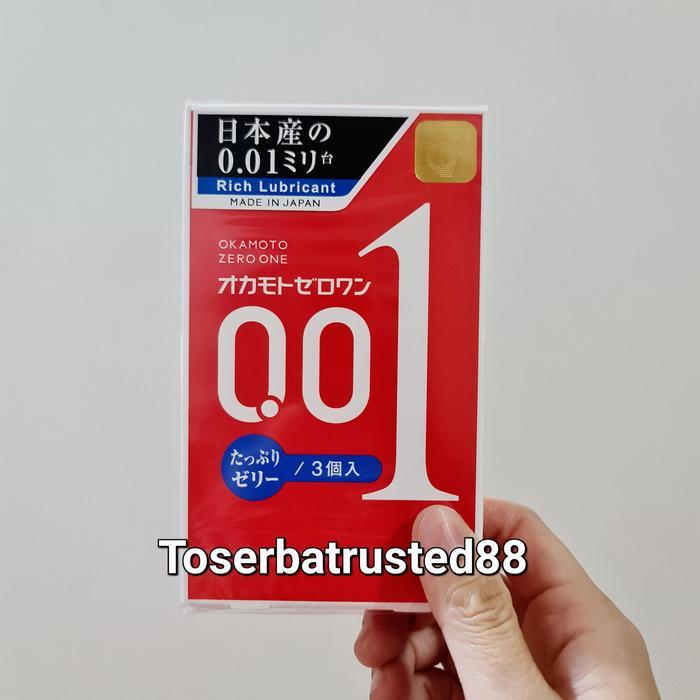 Dexie_Store Kondom Okamoto 0.01 001 Rich Lubricants Isi 3Pcs Non Latex Ori Japan