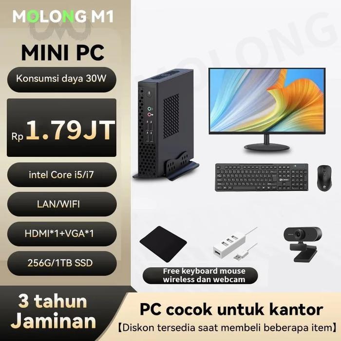 Intel i5 12450H PC gaming full set ,mini komputer desktop cocok untuk kantor bisnis desain grafis