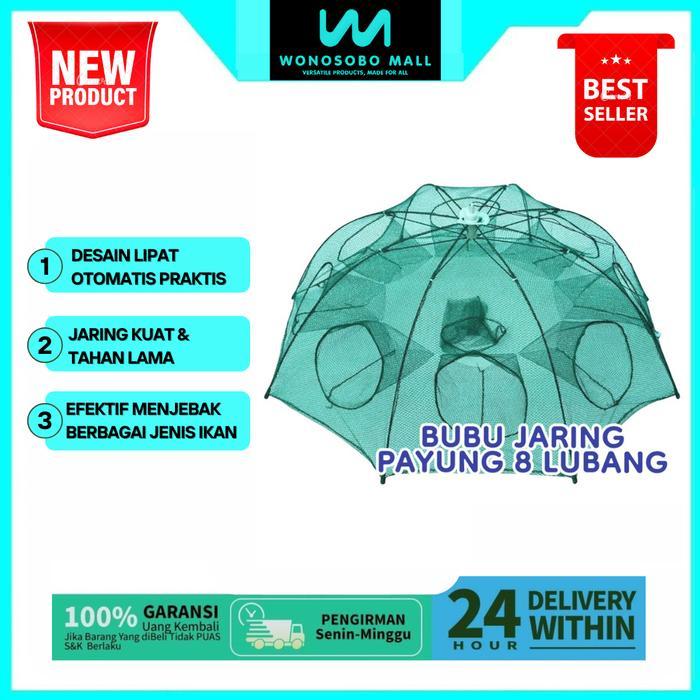 SIAPKIRIM Payung Bubu Jaring Jebakan Perangkap Udang Ikan Kepiting Payung 2 4 6 8 10 12 16 20 Lobang