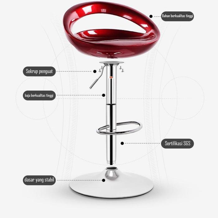 Kursi Bar Hidrolik Kursi Cafe Besi Furniture Model Dudukan Bulat Premium Dengan Sandaran Chairs