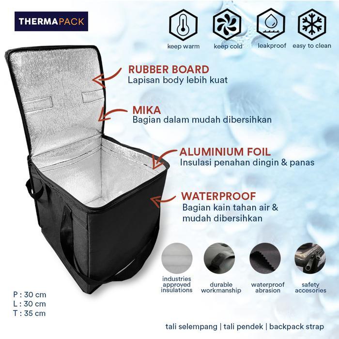 Thermapack Insulated Ransel - Thermal Delivery Backpack, Cooler Bag Jumbo, Tas Kurir Motor, Tas Ojol