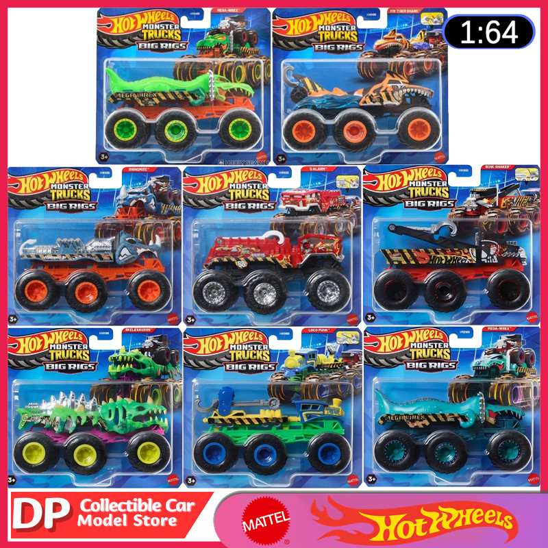 New Hot Wheels 2025, Monster Trucks Big Rigs Assort E/F Case 6-Wheel Monster Truck Diecast Car Toy,