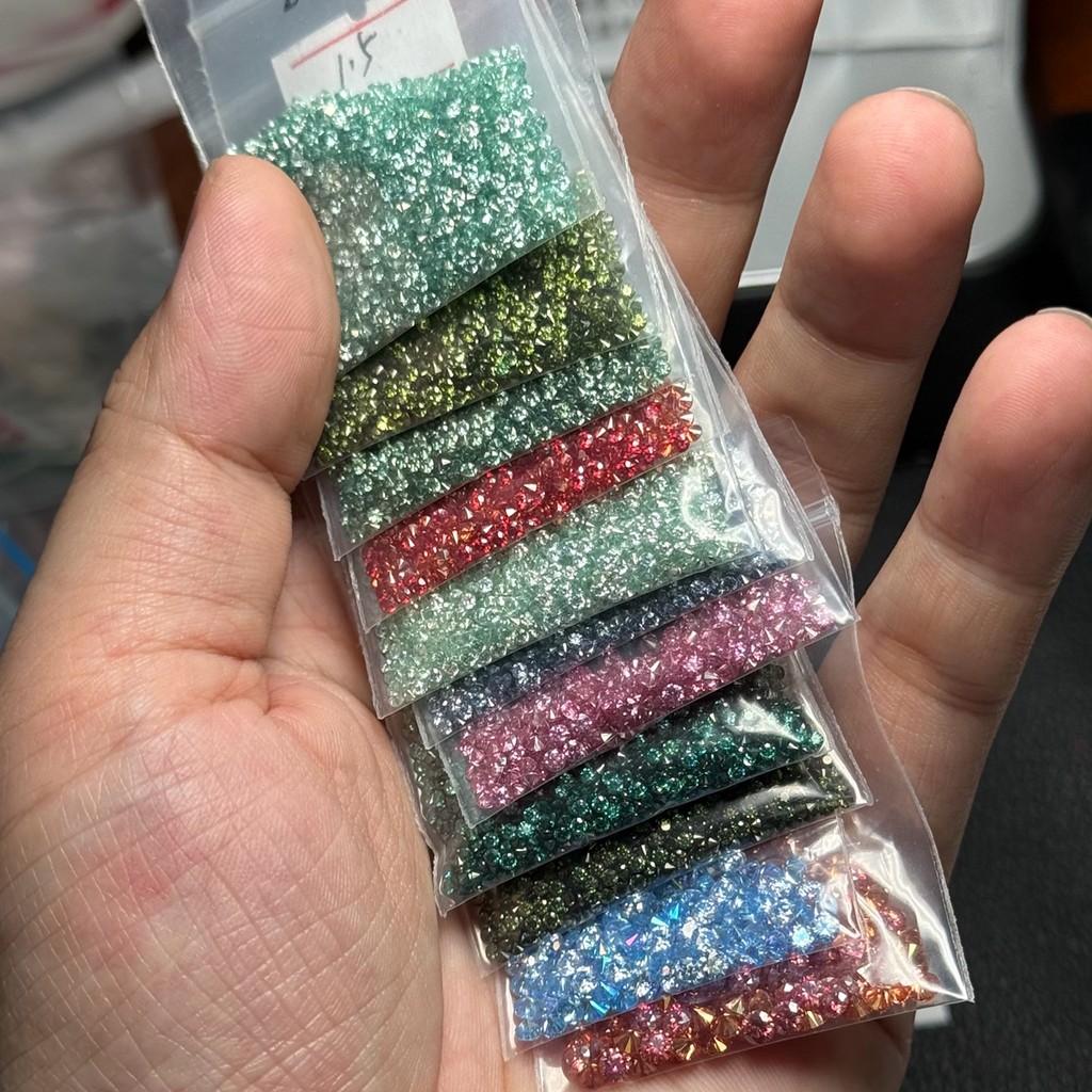1mm to 3mm Melee Moissanite Stone Green Pink Aquamarine Black Blue Color Moissanite Diamond Stone