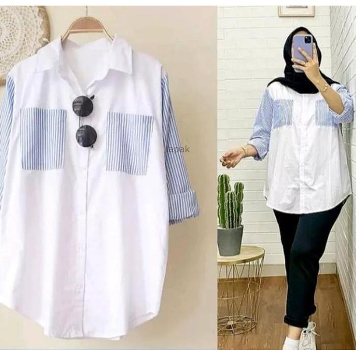 KEMEJA SALUR /Atasan WANITA TERBARU/KEMEJA WANITA TERLARIS Atasan Panjang Dewasa Baju Katun Cewek
