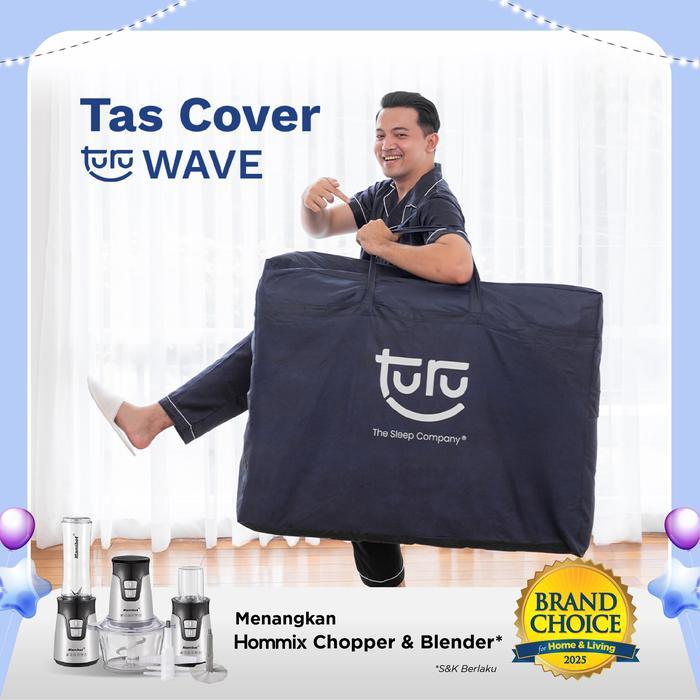 TURU Tas Bag Cover Kasur Lipat TURU Wave Spunbound Tebal - Dark BluE Penyimpanan Waterproof