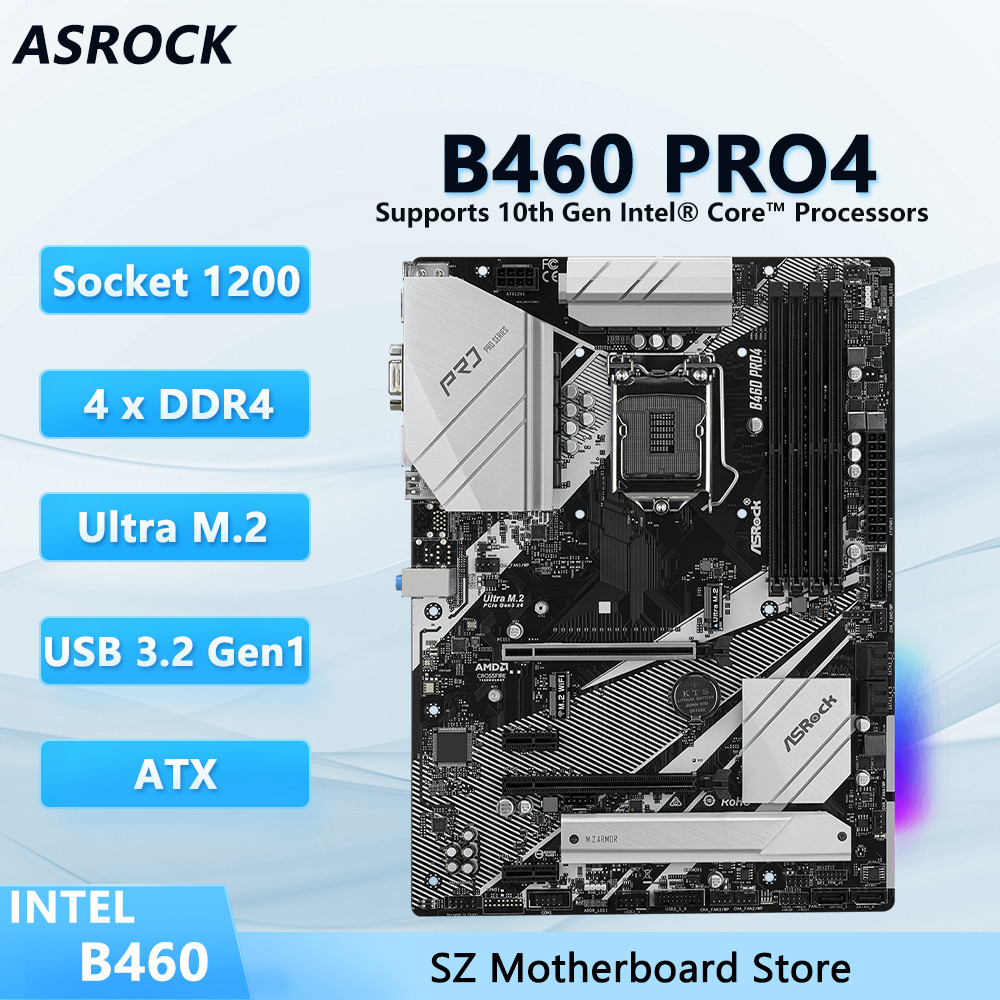 Asrock B460 Pro4 Motherboard Support B460 Socket 1200 I5-10400 I5-10600K I7-10700 I3-10100 11700