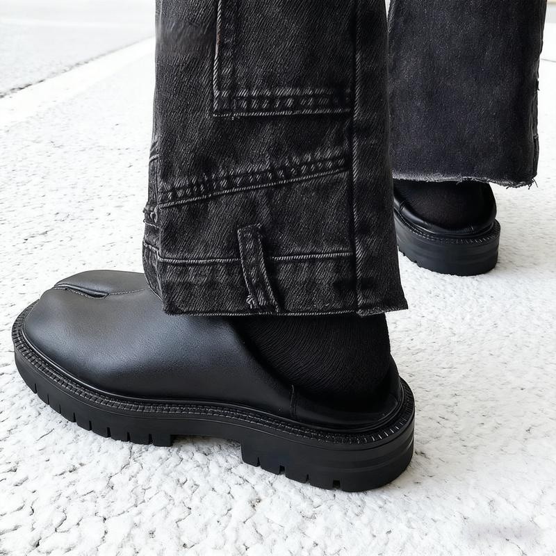 New Popular Men's And Women's Shoes Classic Leather Split Toe Shoes, Casual Single Foot Shoes