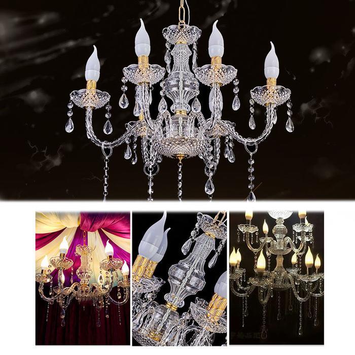 Lampu Hias Kristal/Lampu Lilin Chandelier Gantung Cabang/Lampu Kristal Akrilik /6/8/ Bohlam Termasuk