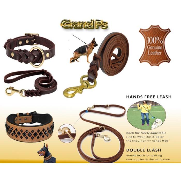 Tali /Kalung Leher/Tali & Kalung Utk Anjing Bahan Kulit Asli