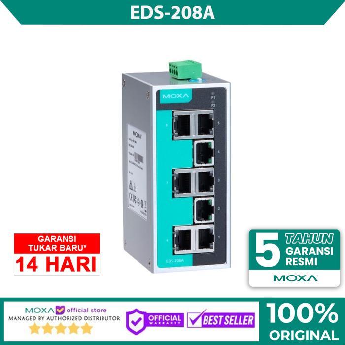 MOXA EDS-208A ETHERNET SWITCH 8-PORT DENGAN POWER SUPPLY