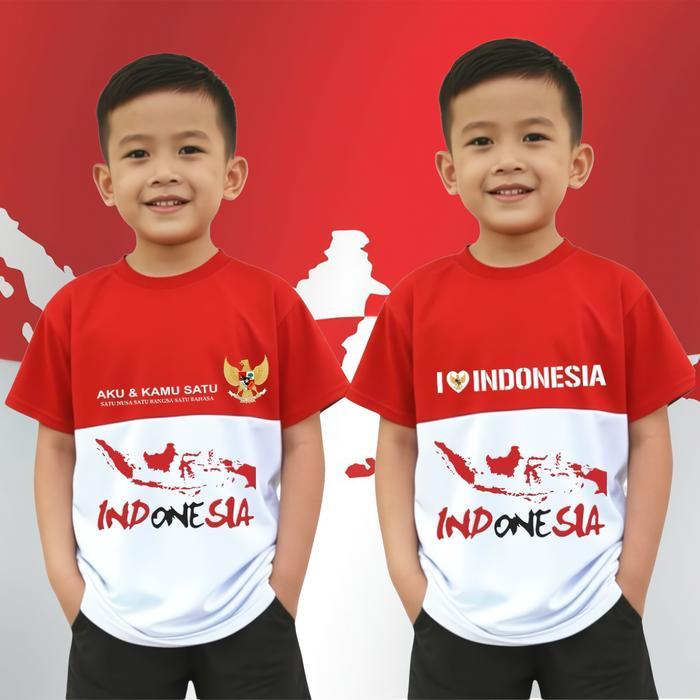 ( 16 MOTIF ) Kaos Anak Kaos Hut Indonesia Kaos NKRI Kaos Merah Putih Kaos Ulang Tahun Indonesia