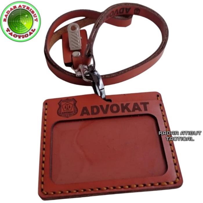 Holder Id Card Kulit Asli Tali Lanyard Nametag Landscape Logo Advokat