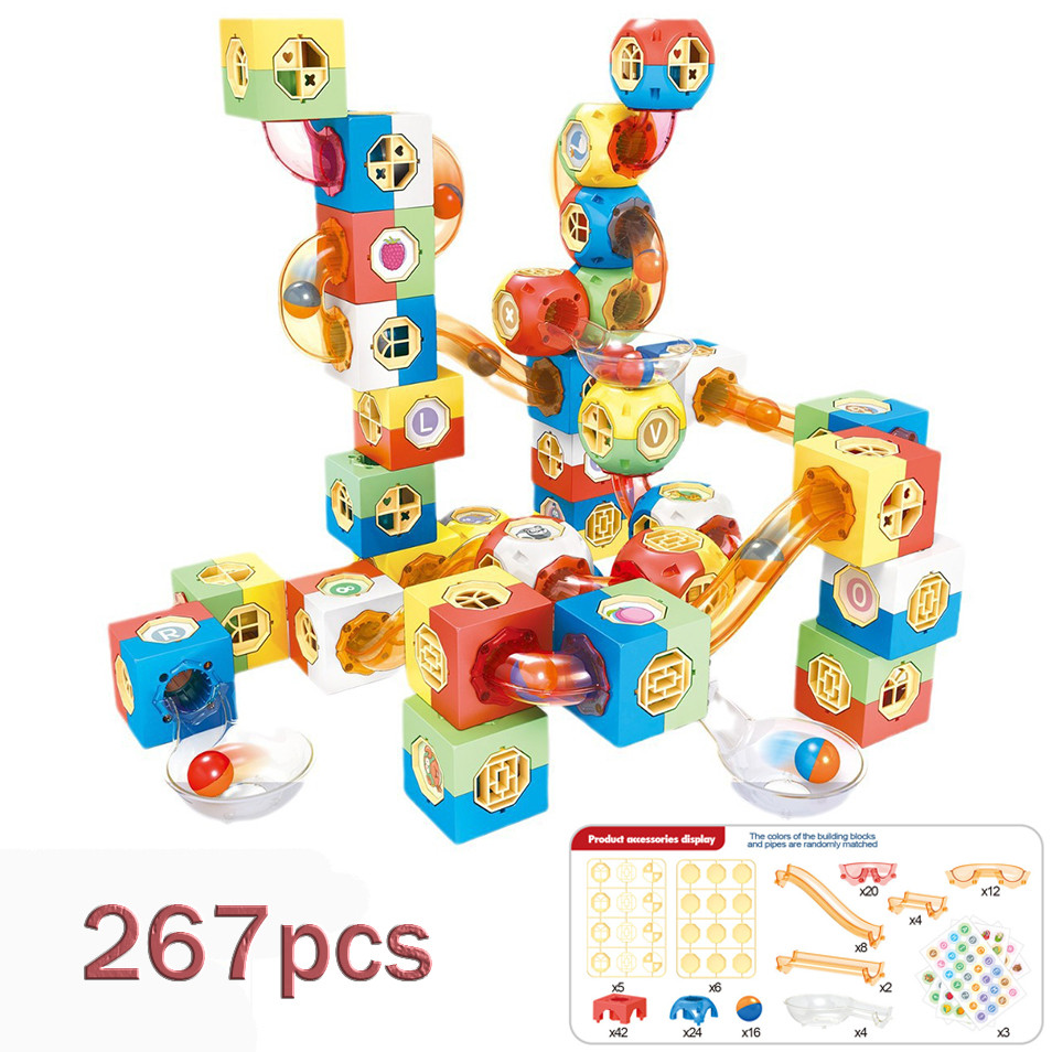238pcs/267pcsGravity Marble Run Toy Building Blocks with 16 Balls STEM Educational Construction