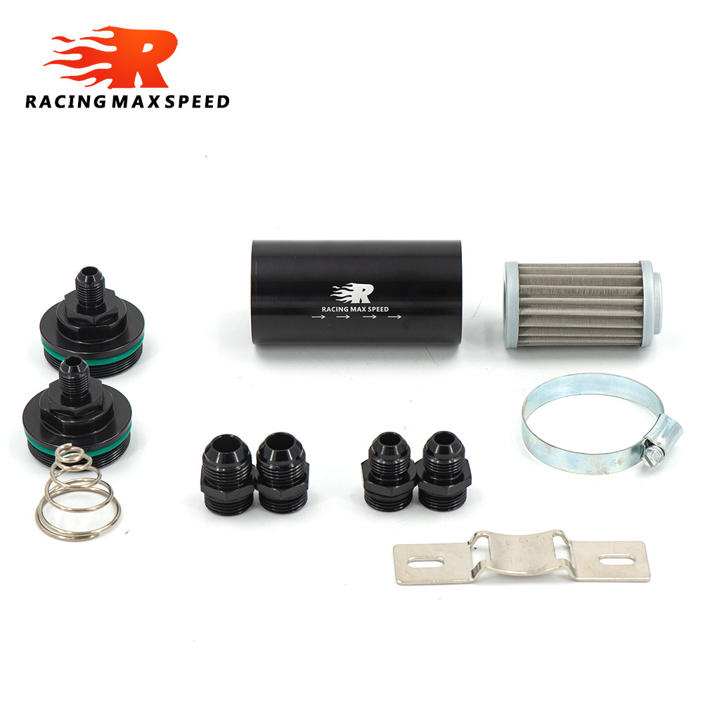 Baru Aluminum 51MM Fuel Filter E85 Stainless Steel Filter With 100 Microns Steel Element AN6 AN8 AN1