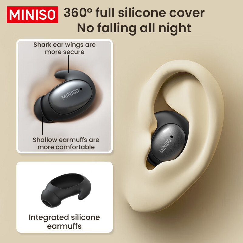 Miniso Ms153 Wireless Bluetooth 5.4 Earphones Sleep Wireless Headphones With Mic Touch Control Noise