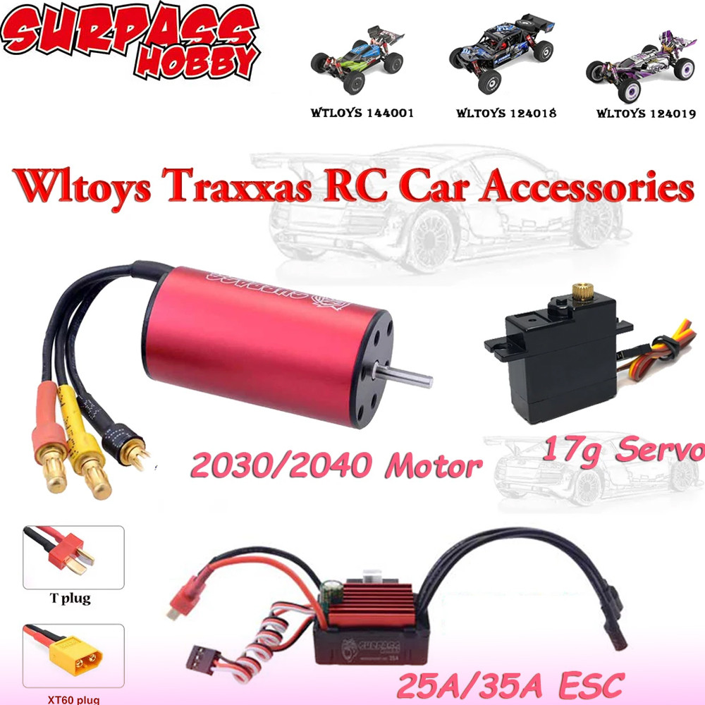Surpass Hobby 2030 2040 Brushless Motor 25A 35A Esc 17G Servo Combo Set For Wltoys 144001 124019
