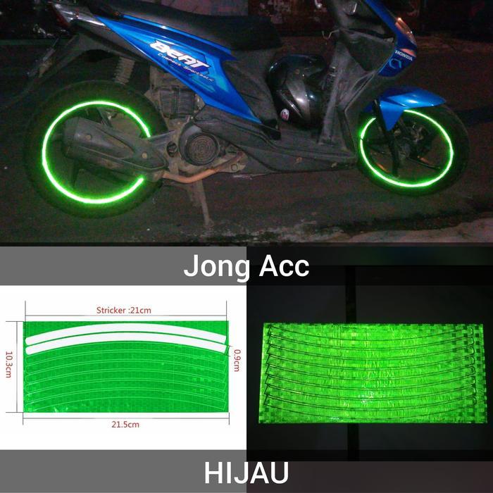 "New" Sticker List Velg Pelek Motor Mobil Glow In The Dark Reflective Tape