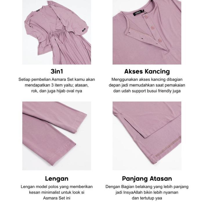 Mininos Asmara Set 3in1 Setelan Atasan Daily Olahraga Remaja Muslim Baju Atasan Bawahan Kekinian