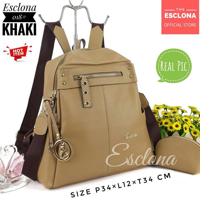 Esclona Tas Wanita Ransel Original E018 Tas Punggung Laptop Tas Kantor Gendong Kantor Kerja Kuliah