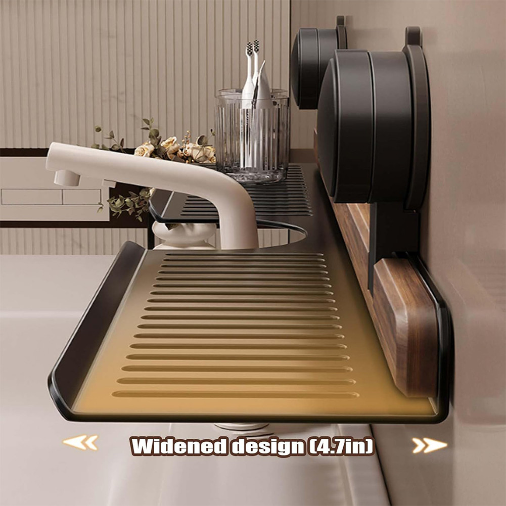 Walnut Suction Cup Bathroom Shelf Heavy Duty Storage Rack Over Faucet Sink Rack Bathroom Accessories