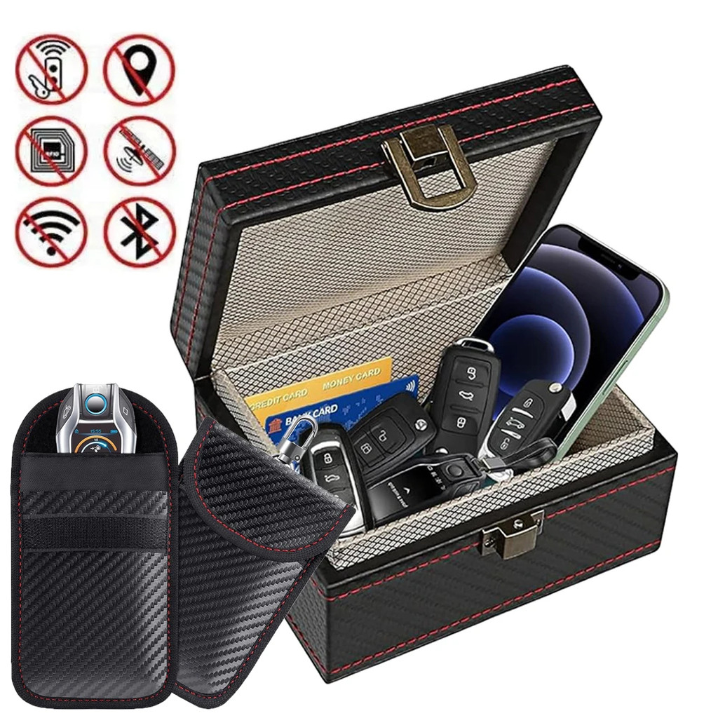 Anti Theft Faraday Box with Bag for Key Fob Cage RFID Faraday Key Fob Protector Radiation-proof