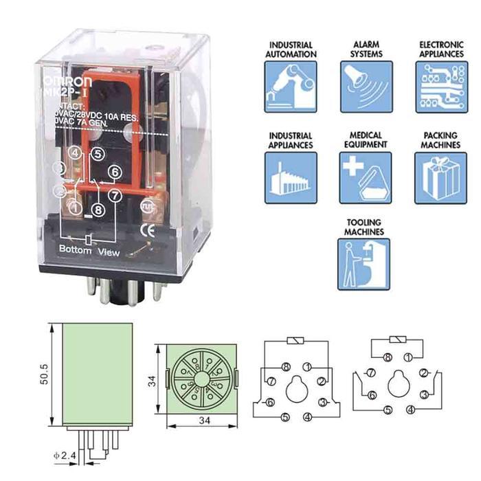 "New" RELAY MK2P 12V OMRON / RELAY MK2PN 24VOLT OM / RELAY MK2P-I 220V 8KAKI