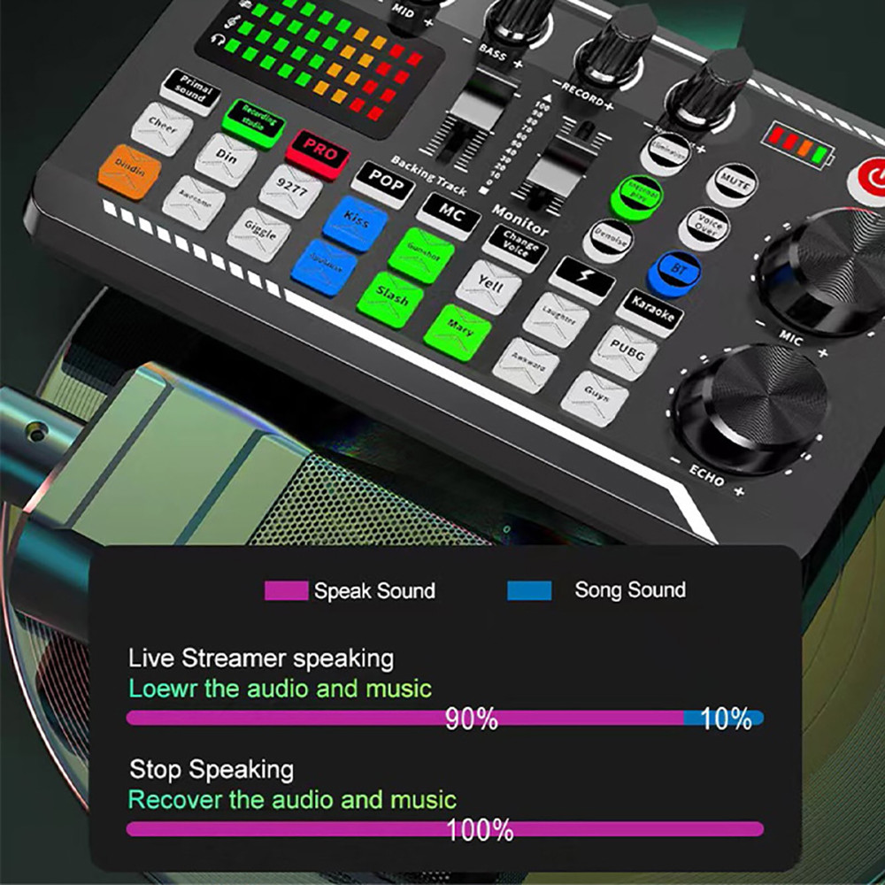 Live Sound Card Professional BM-800 Microphone Wireless Bluetooth Webcast Sound Card for PC Computer